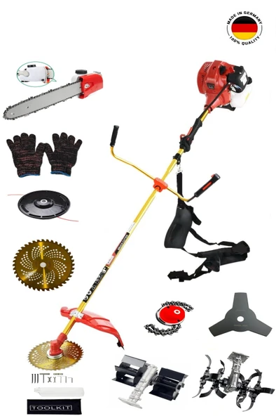 roys Raider Model Alman Benzinli Yan Tırpan Ot Çalı Biçme Toprak Çapalama 2 Çapa Başlıklı Dal Budama