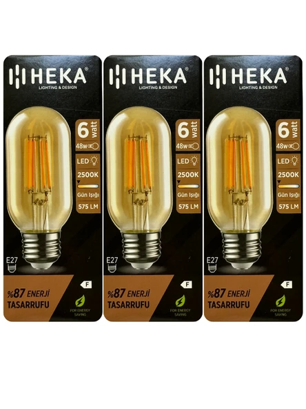 (3 Adet) Heka 6W (48W) 2500K (Günışığı) E27 Duylu (Kalın Duy) Şeffaf Led Ampul ürün görseli 1