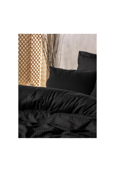 Plain Çift Kişilik Nevresim Takımı Siyah - Resim 2