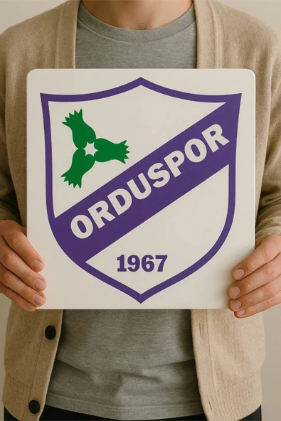 3D Orduspor Logolu Duvar Tablosu -  Taraftarlara Özel Tasarım - 22,5x22,5cm - 2