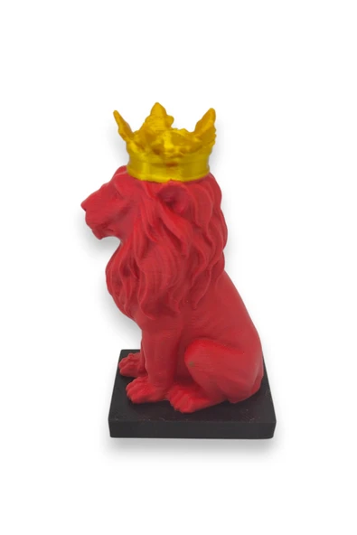 3D Aslan Figürü – Galatasaray Temalı Kırmızı Sarı Dekoratif Biblo - Cimbom - 2