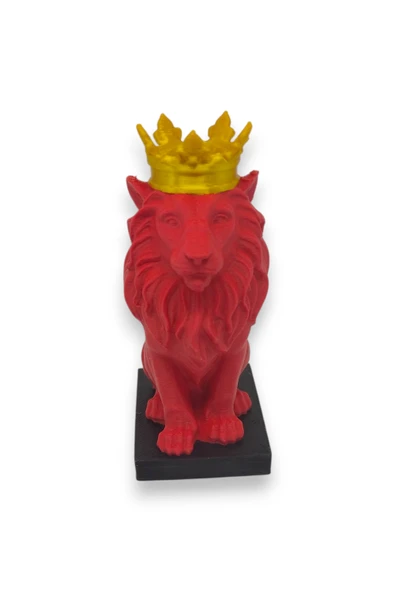 3D Aslan Figürü – Galatasaray Temalı Kırmızı Sarı Dekoratif Biblo - Cimbom