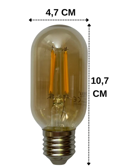 (10 Adet) Heka 6W (48W) 2500K (Günışığı) E27 Duylu (Kalın Duy) Şeffaf Led Ampul - Resim 3
