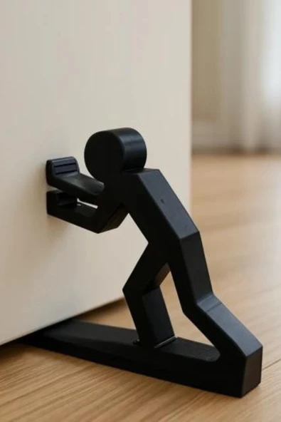 3D Kapı Durdurucu – Figürlü Siyah Kapı Tutucu - 12x10 cm Dayanıklı Tasarım - 2