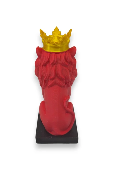 3D Aslan Figürü – Galatasaray Temalı Kırmızı Sarı Dekoratif Biblo - Cimbom - 3