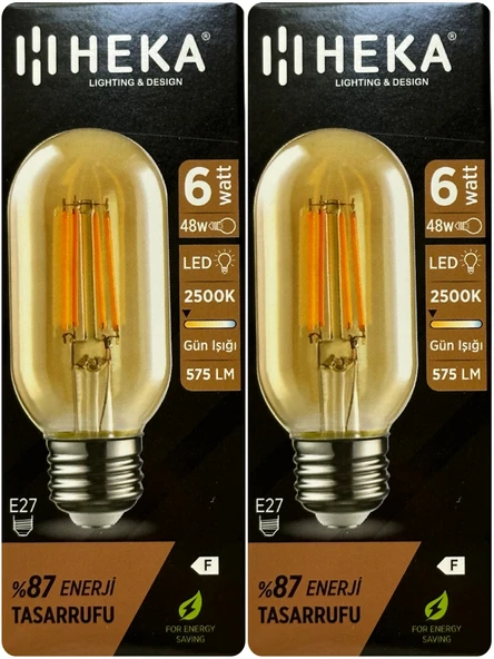 (2 Adet) Heka 6W (48W) 2500K (Günışığı) E27 Duylu (Kalın Duy) Şeffaf Led Ampul ürün görseli