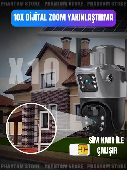 Güneş Enerjili Sim Kartlı Çift Kameralı Güvenlik Kamerası | Elektriksiz ve İnternetsiz Çalışır, Telefon Üzerinden Uzaktan İzleme - Resim 4