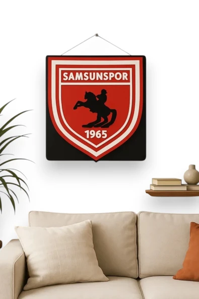 3D Samsunspor Logolu Duvar Tablosu -  Taraftarlara Özel Tasarım - 25x22,5cm
