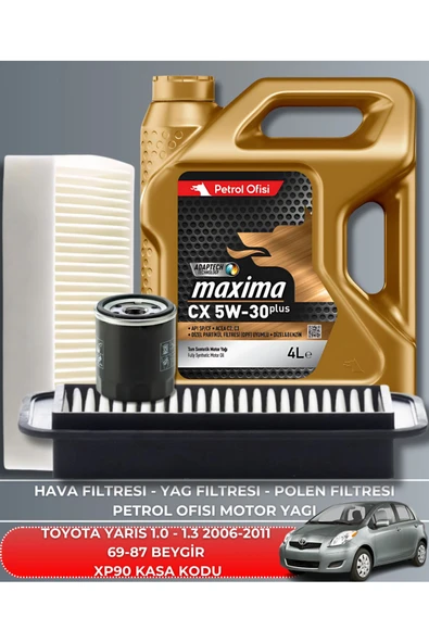 TOYOTA YARİS 2006-2011 69-87 BEYGİR FİLTRE - YAĞ BAKIM SETİ ürün görseli