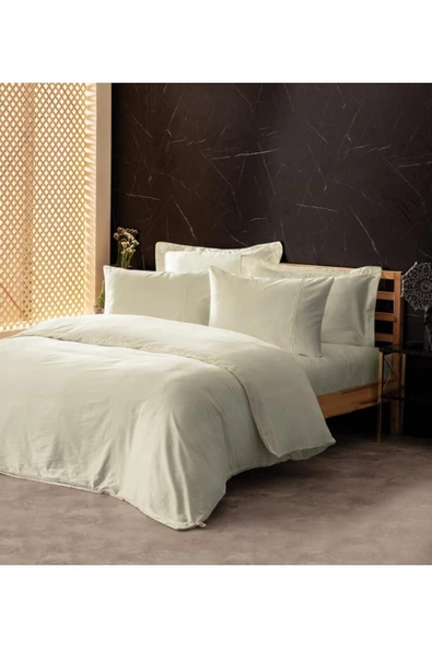 Silky İpek Çift Kişilik Nevresim Takımı Ekru - Resim 3