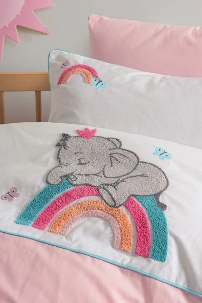 Punch Nakışlı Bebek Nevresim Takımı Lucky Pembe - 2