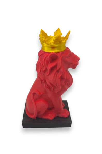 3D Aslan Figürü – Galatasaray Temalı Kırmızı Sarı Dekoratif Biblo - Cimbom - 4