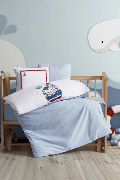 Punch Nakışlı Bebek Nevresim Takımı Miniyo Mavi - 1