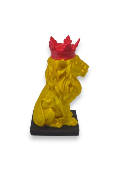 3D Aslan Figürü – Galatasaray Temalı Sarı Kırmızı Dekoratif Biblo - Cimbom - 4