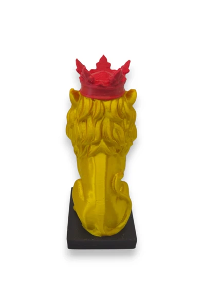 3D Aslan Figürü – Galatasaray Temalı Sarı Kırmızı Dekoratif Biblo - Cimbom - 3