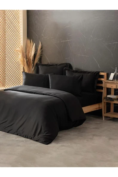 Silky İpek Çift Kişilik Nevresim Takımı Siyah ürün görseli