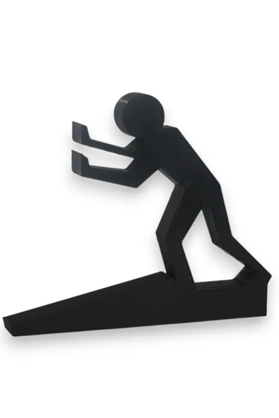 3D Kapı Durdurucu – Figürlü Siyah Kapı Tutucu - 12x10 cm Dayanıklı Tasarım - 4