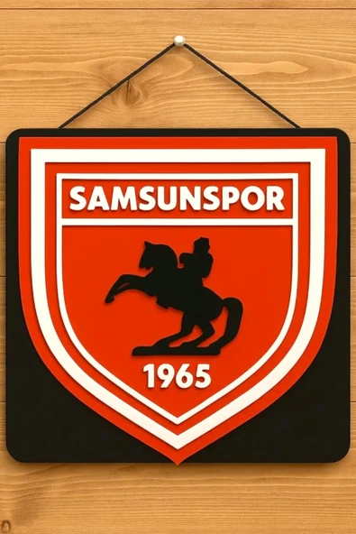 3D Samsunspor Logolu Duvar Tablosu -  Taraftarlara Özel Tasarım - 25x22,5cm - 2