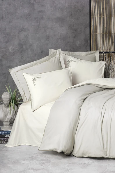 Elite Saten Çift Kişilik Nevresim Takımı Teresa Bej