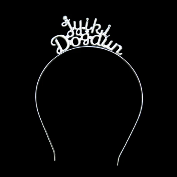İyiki Doğdun Gümüş Renkli Metal Taç - 1
