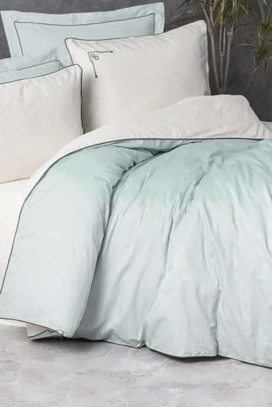 Elite Saten Çift Kişilik Nevresim Takımı Vanko Mint - Resim 3