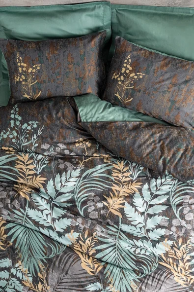 Çift Kişilik Saten Nevresim Takımı Clorasa Mint - Resim 2