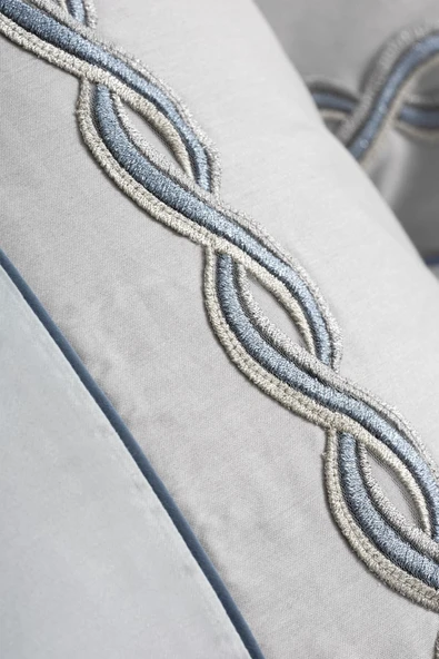 Nakışlı Saten Çift Kişilik Nevresim Takımı Fedor Gri - 4