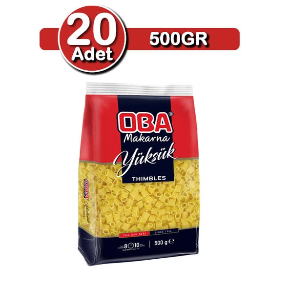 Oba Yüksük Makarna 500 G X 20 Adet | Aile Ve İşletme Paketi ürün görseli 1
