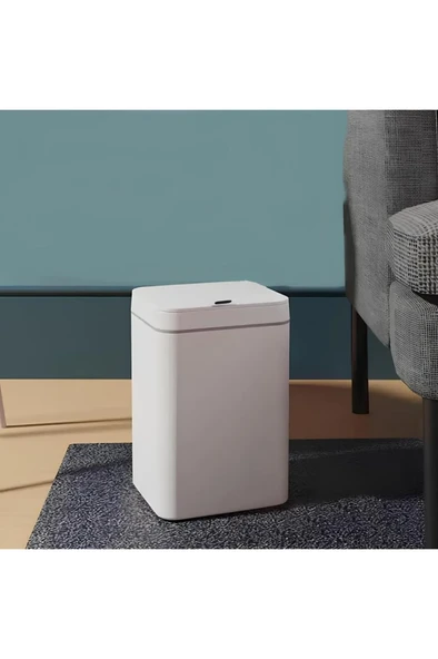 Sensörlü Otomatik Plastik Çöp Kovası 12 Litre + Duvara Asılabilir Beyaz Silikon Klozet Fırçası - Resim 2