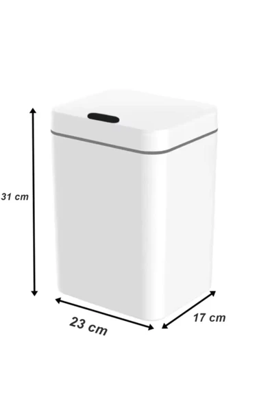 Sensörlü Otomatik Plastik Çöp Kovası 12 Litre + Duvara Asılabilir Beyaz Silikon Klozet Fırçası - Resim 5