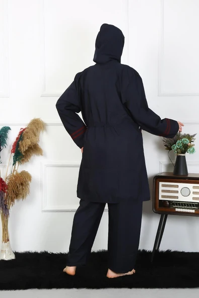 Moda Çizgi Büyük Beden Tesettür Mayo 7XL-8XL-9XL-10XL Lacivert 55010 - 4