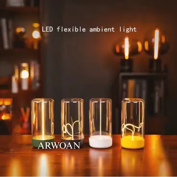 ARWOAN Dokunmatik Kontrollü LED Masa Lambası Şarjlı, Manyetik, Gece Lambası ve Dekoratif Aydınlatma - 2