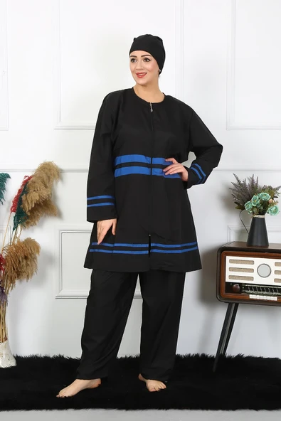 Moda Çizgi Büyük Beden Tesettür Mayo 7XL-8XL-9XL-10XL Siyah 55011 - 5