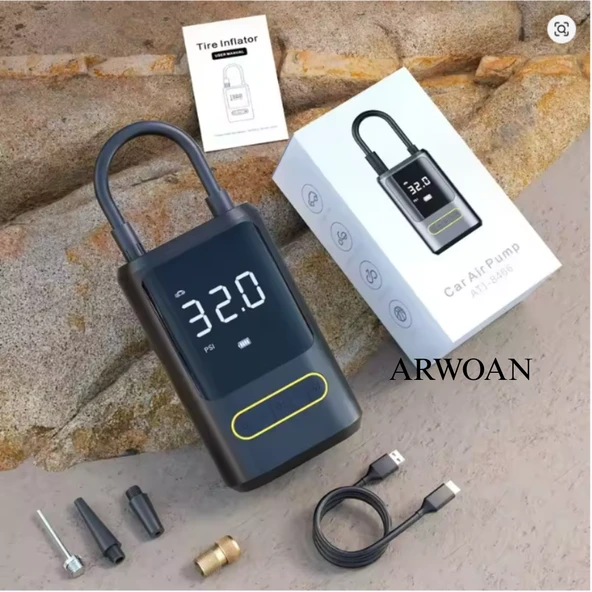 ARWOAN Taşınabilir Dijital Hava Kompresörü Şarjlı Mini Lastik Şişirme Pompası - 7