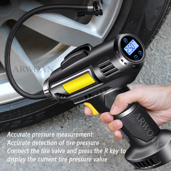 ARWOAN Dijital Ekranlı Kablosuz Taşınabilir Hava Kompresörü Lastik Şişirme Pompası - 5