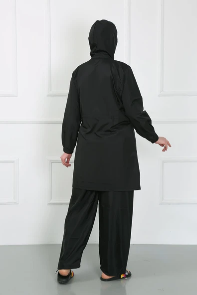 Moda Çizgi Büyük Beden Tesettür Mayo Siyah 44025 - 4