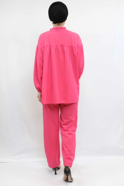 Moda Çizgili Robalı İkili Takım Pembe - 3