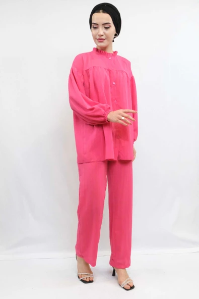 Moda Çizgili Robalı İkili Takım Pembe - 2