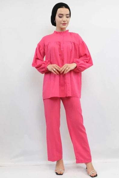 Moda Çizgili Robalı İkili Takım Pembe