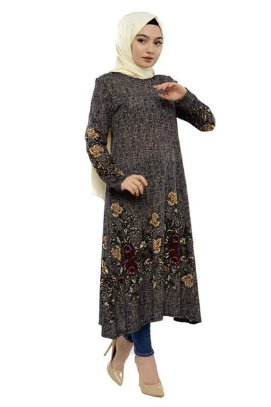 Moda Çizgi İşlemeli Krep Şal - 2