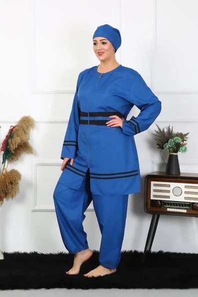 Moda Çizgi Büyük Beden Tesettür Mayo 7XL-8XL-9XL-10XL İndigo 55010 - 2