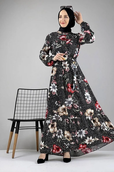 Moda Çizgi Tesettür Elbise - 4