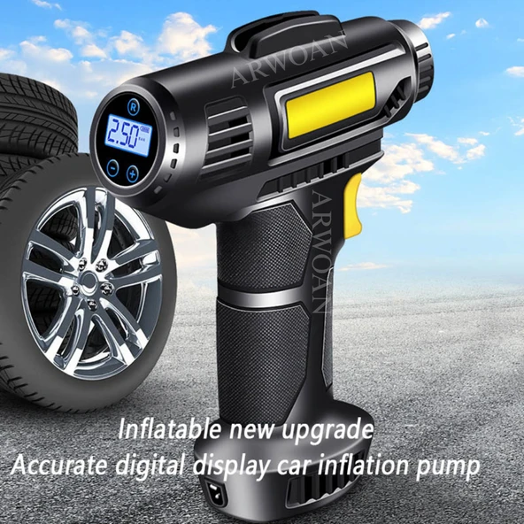ARWOAN Dijital Ekranlı Kablosuz Taşınabilir Hava Kompresörü Lastik Şişirme Pompası - 3