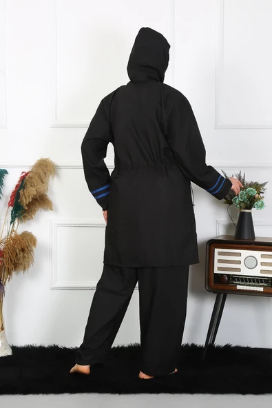 Moda Çizgi Büyük Beden Tesettür Mayo 7XL-8XL-9XL-10XL Siyah 55011 - 6