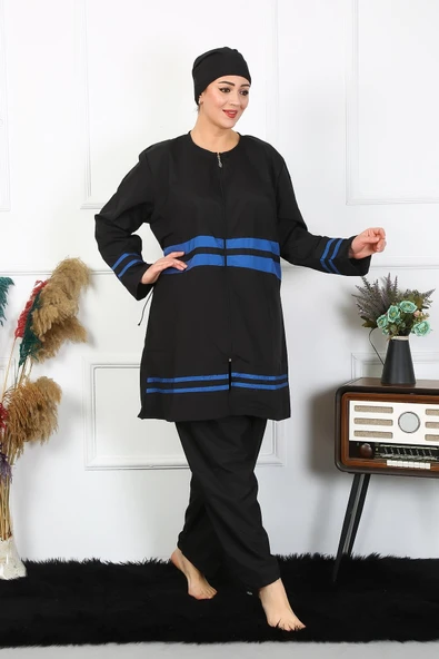 Moda Çizgi Büyük Beden Tesettür Mayo 7XL-8XL-9XL-10XL Siyah 55011 - 2