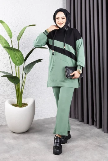 Çapraz Garnili Ribanalı Spor Takım MİNT SİYAH - 2