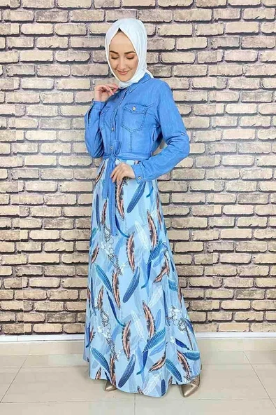 Moda Çizgi Tesettür Elbise - 3