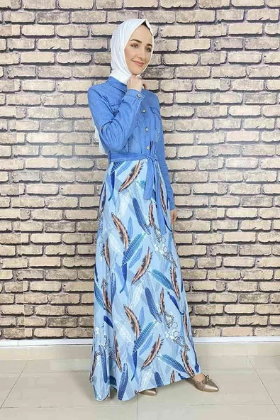 Moda Çizgi Tesettür Elbise - 4