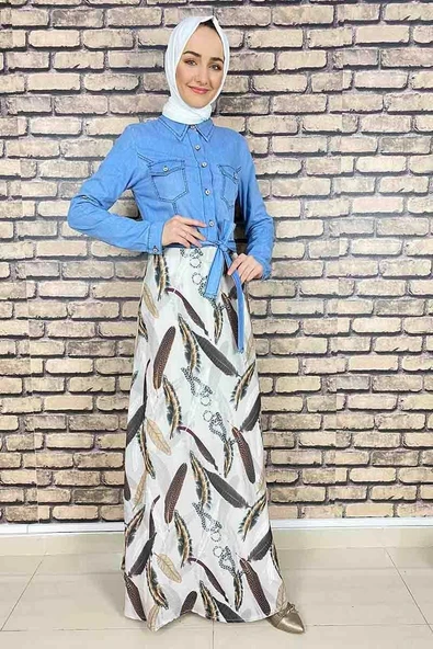 Moda Çizgi Tesettür Elbise - 2