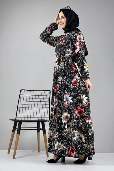 Moda Çizgi Tesettür Elbise - 2